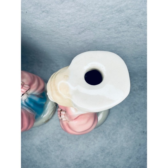 Vintage Lady Figurine‎ Vase Pair Pink Blue Floral Accent Decor lamp bases - Picture 10 of 12